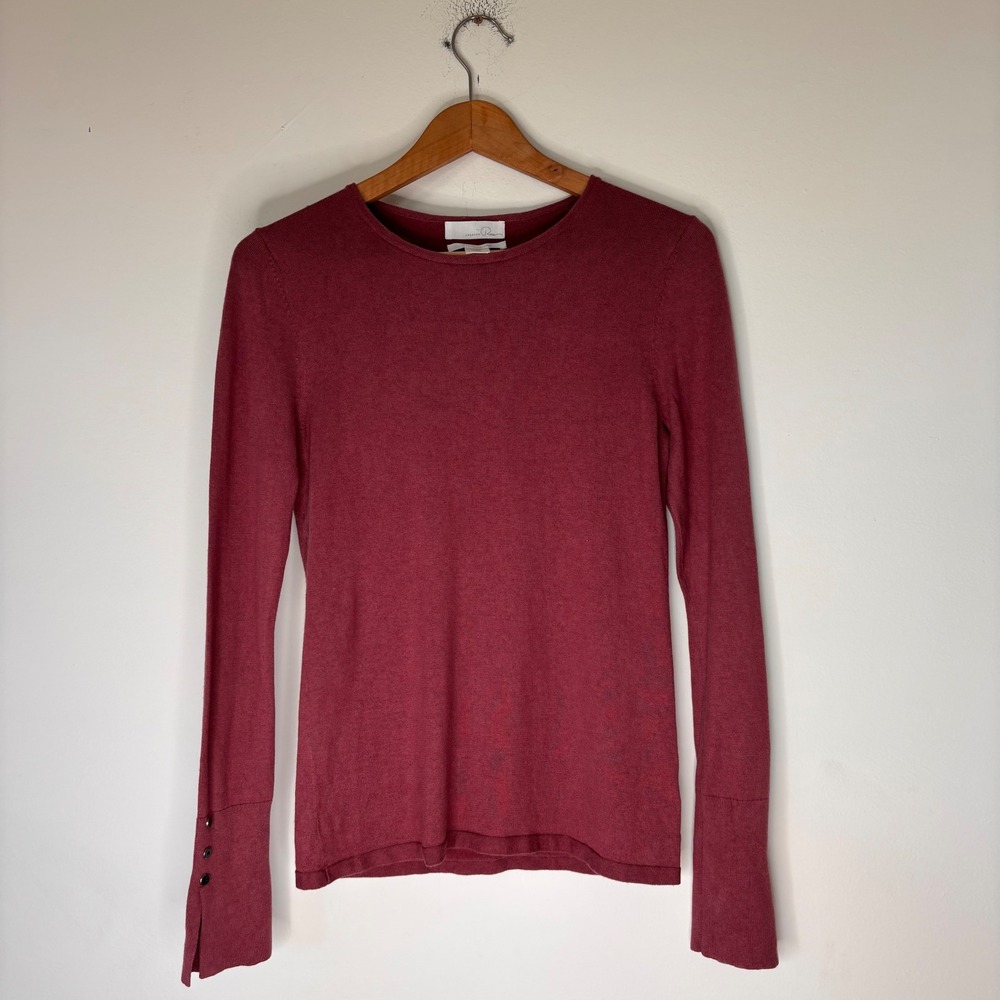 Emerson Rose Luxurious Silk Cashmere Blend Sweater XS Purple burgundy